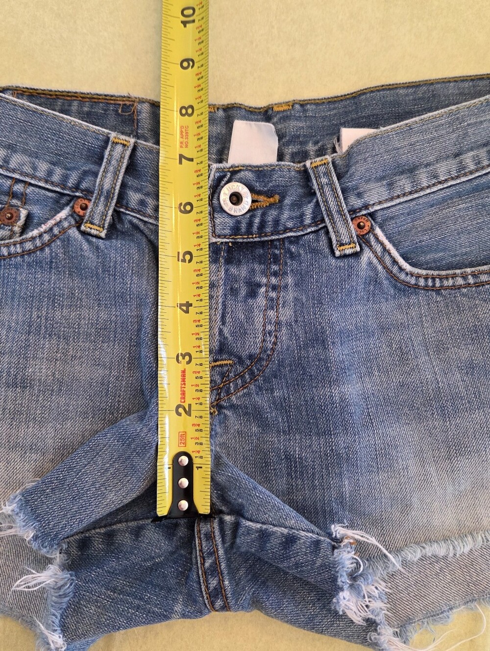 Lucky Brand Daisy Duke Jean Denim Short 26 Button Fly MADE IN USA Frayed Cutoffs - Picture 9 of 14